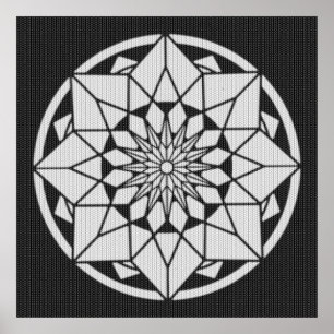 Póster Star Mandala tejiendo blanco y negro