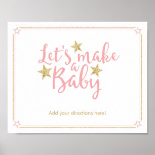 Póster Star Pink Gold Purpurina un juego para Baby Shower