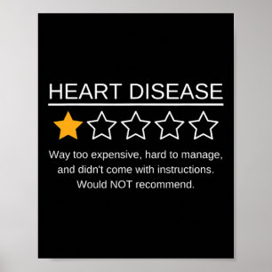 Póster Star Rating Heart Attack Funny Heart Disease Consc