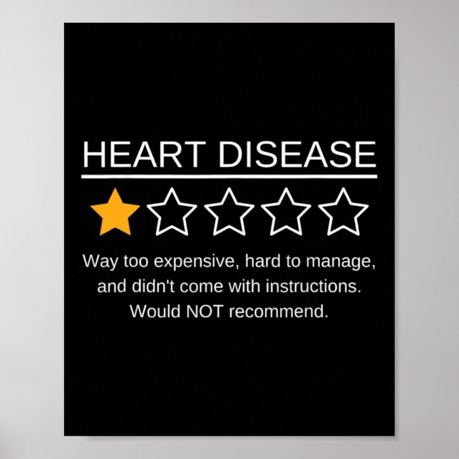 Póster Star Rating Heart Attack Funny Heart Disease Consc (Frente)