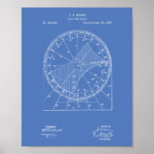 Póster Star Time Chart 1886 Patent Art Blueprint