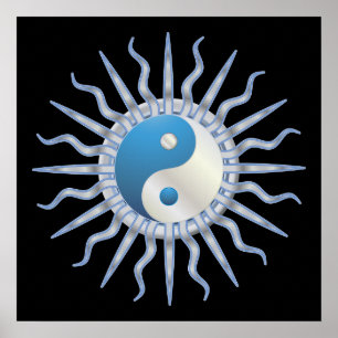 Póster Starburst azul Yin Yang