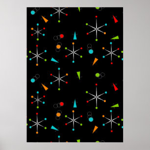 Póster Starbursts modernos de mediados del siglo