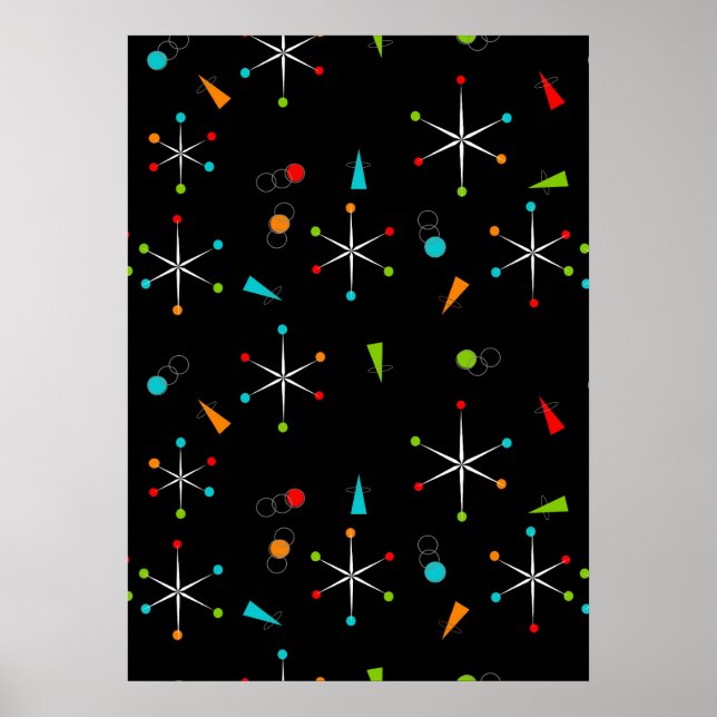 Póster Starbursts modernos de mediados del siglo (Frente)