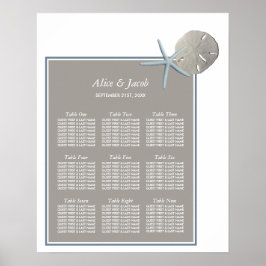 Póster Starfish and Sand Dollar - Beach Wedding Seating