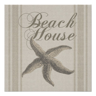 Póster Starfish Beach House Seashore Coastre