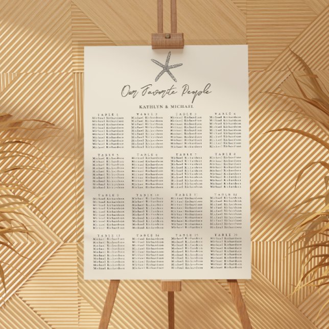 Póster Starfish Beach Wedding 16 tablas de asientos (Subido por el creador)
