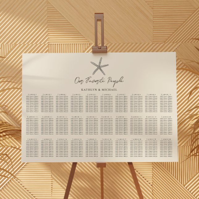 Póster Starfish Beach Wedding 30 Cartas de asiento de mes (Subido por el creador)