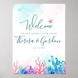 Póster Starfish de coral, bodas en la playa