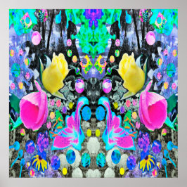 Póster Stargazer Lily, Rosa y Collage de Hibiscus Rosa