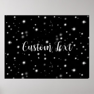 Póster Starlight Sparkles Black and White Stars