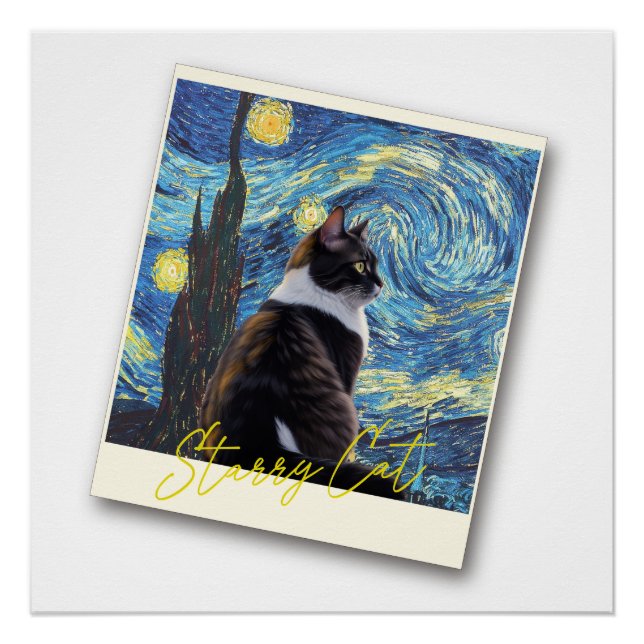 Póster Starry night cat (Anverso)