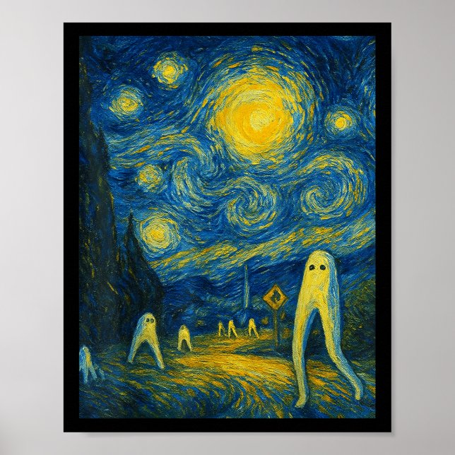 Póster Starry Night Fresno Nightcrawler Van Gogh Hallowee (Frente)