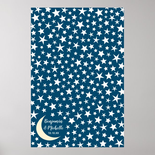 Póster Starry Night Guest Book Poster - 250 espacios (Frente)