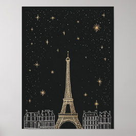 Póster Starry Night I Paris Eiffel Tower Poster