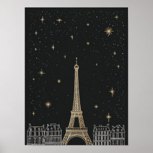 Póster Starry Night I Paris Eiffel Tower Poster