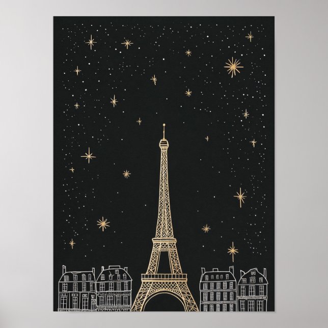 Póster Starry Night I Paris Eiffel Tower Poster (Frente)