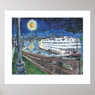 Póster Starry Night Riverboat