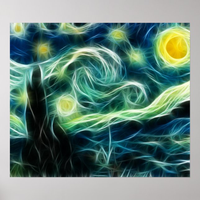 Póster Starry Night Van Gogh Fractal art (Frente)