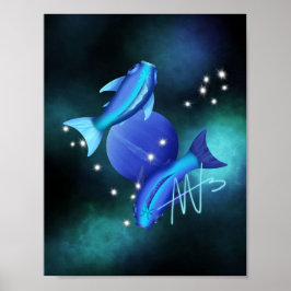 Póster Starry Pisces Neptune Zodiac