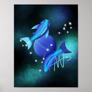Póster Starry Pisces Neptune Zodiac