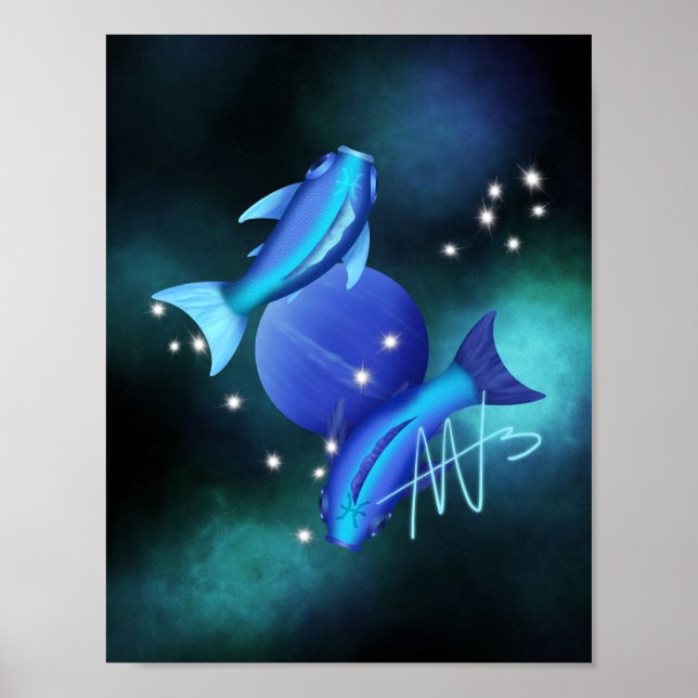 Póster Starry Pisces Neptune Zodiac (Frente)