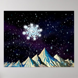 Póster Starry Sky w BIG Snowflakes