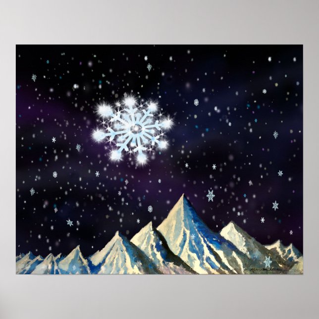 Póster Starry Sky w BIG Snowflakes (Frente)