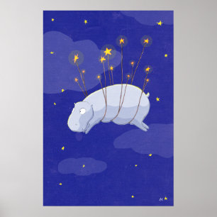 Póster Starry Starry Hippo, un Ilustracion infantil
