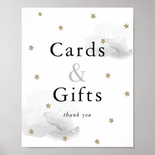 Póster Stars Gray Clouds Baby Shower Cards & Gifts Sign