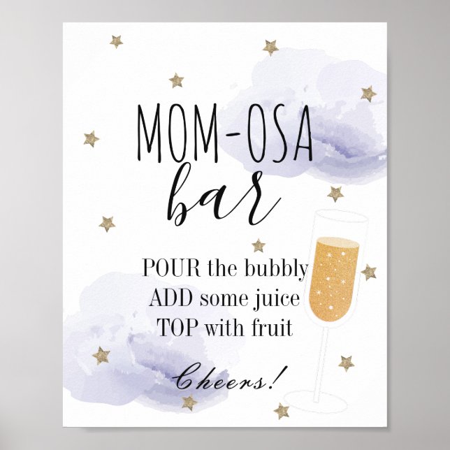 Póster Stars & Lavender Clouds Baby Shower Mom-osa Bar (Frente)