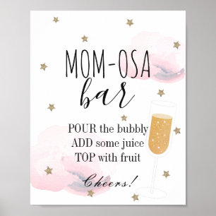 Póster Stars & Pink Clouds Baby Shower Mom-osa Bar