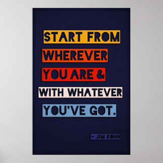 Póster Start from wherever you are and with whatever y...