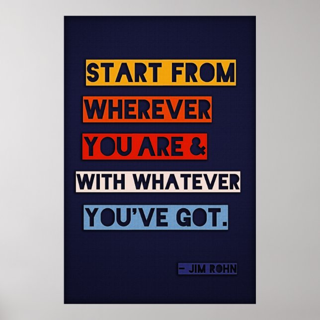 Póster Start from wherever you are and with whatever y... (Frente)
