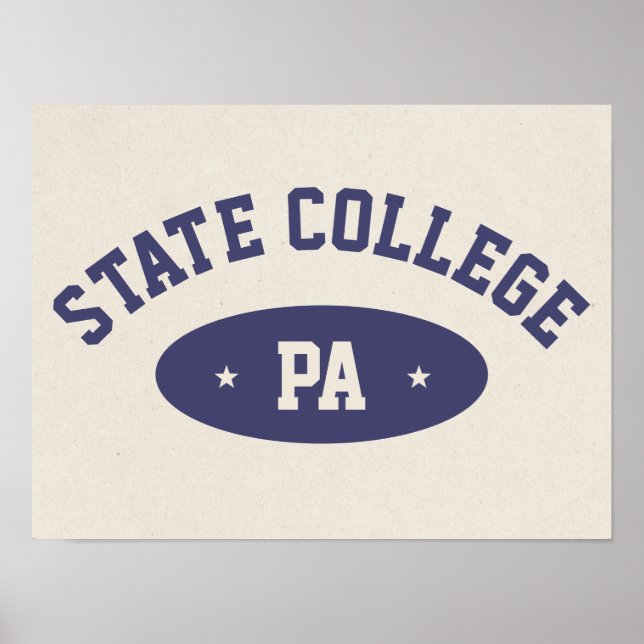 Póster State College, PA Retro Varsity-Style Poster (Frente)