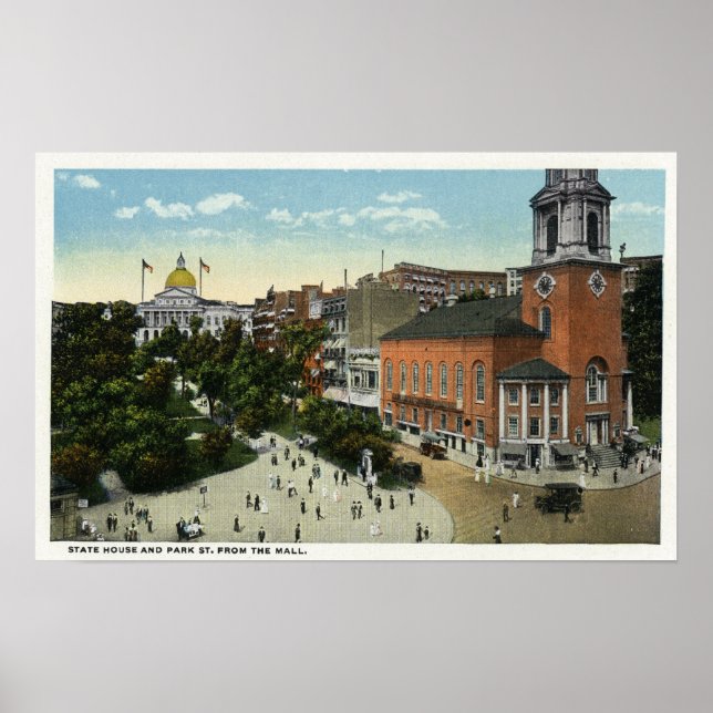 Póster State House y Park Street View desde el centro com (Frente)