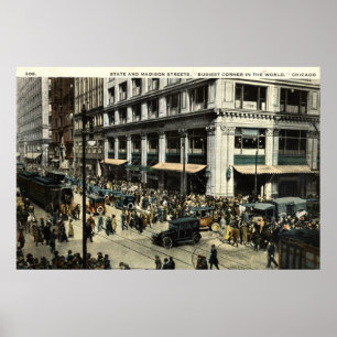 Póster State & Madison Sts., Chicago IL, 1922 Vintage