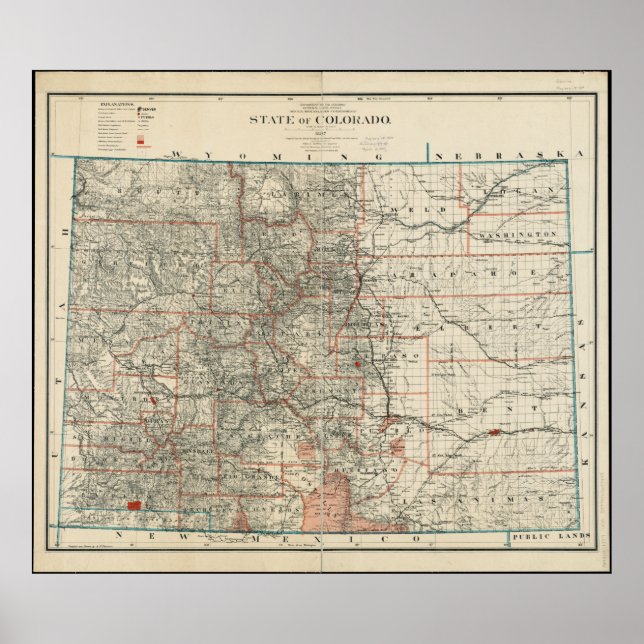 Póster State of Colorado Map (Frente)