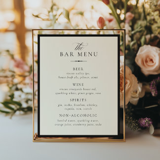 Póster STATELY Bar Menu Wedding Sign