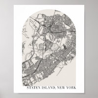 Staten Island New York Boho Arch Street Map