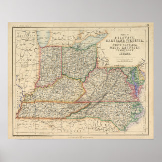 Póster States of Delaware and Maryland