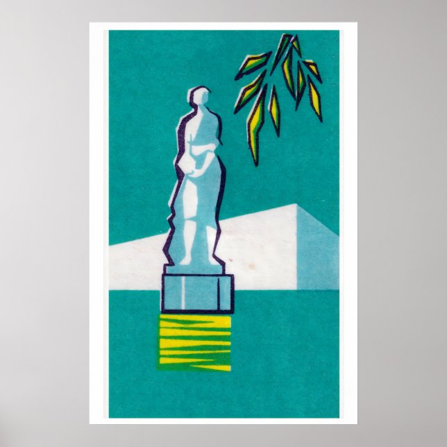 Póster Statue Bust Matchbox Art Print, Czechoslovakian (Frente)