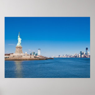 Póster Statue of Liberty, Hudson River and Manhattan