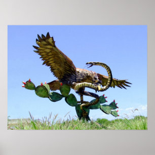 Póster Statue of Mexican coat of arms