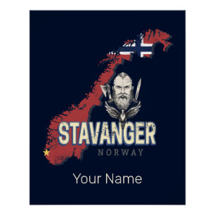 Póster Stavanger Noruega Mapa de la ciudad retro vacacion