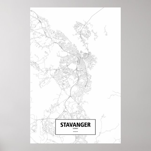 Póster Stavanger, Noruega (negro sobre blanco) (Frente)
