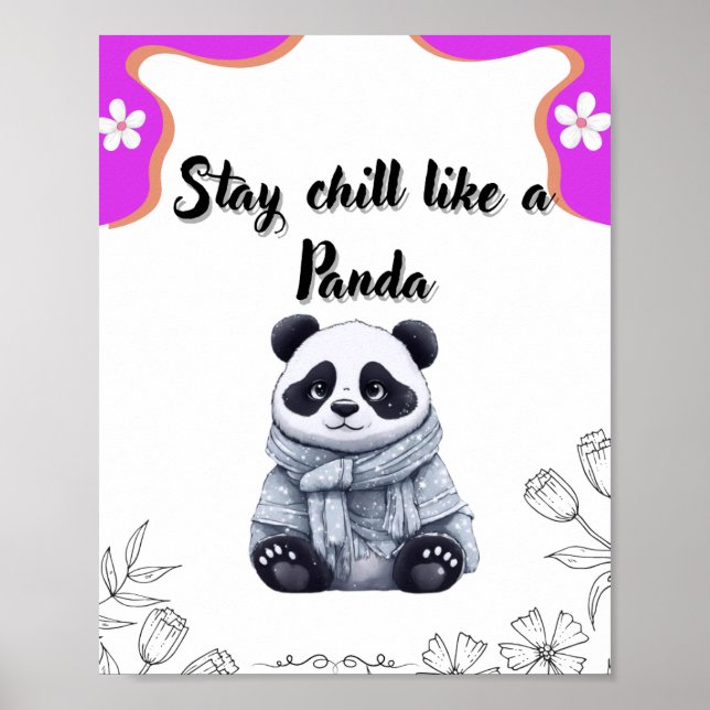 Póster Stay Chill Like a Panda - Cute Kawaii Panda Wall A (Frente)