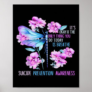 Póster Stay Dragonfly Semicolon Suicide Prevención Awaren