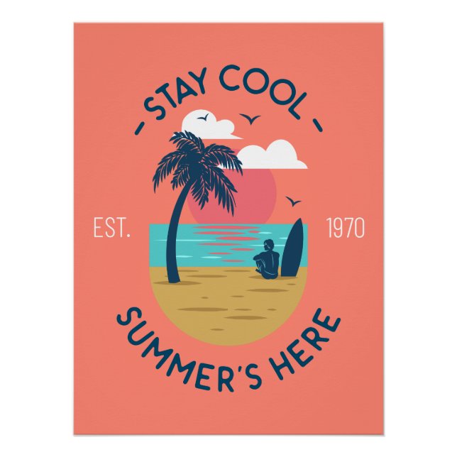 Póster Stay Guay Summer's Here Beach Sunset (Anverso)