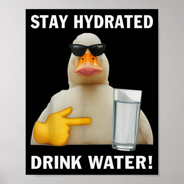 Póster Stay Hydrated Drink Water Funny Meme Duck  (Frente)